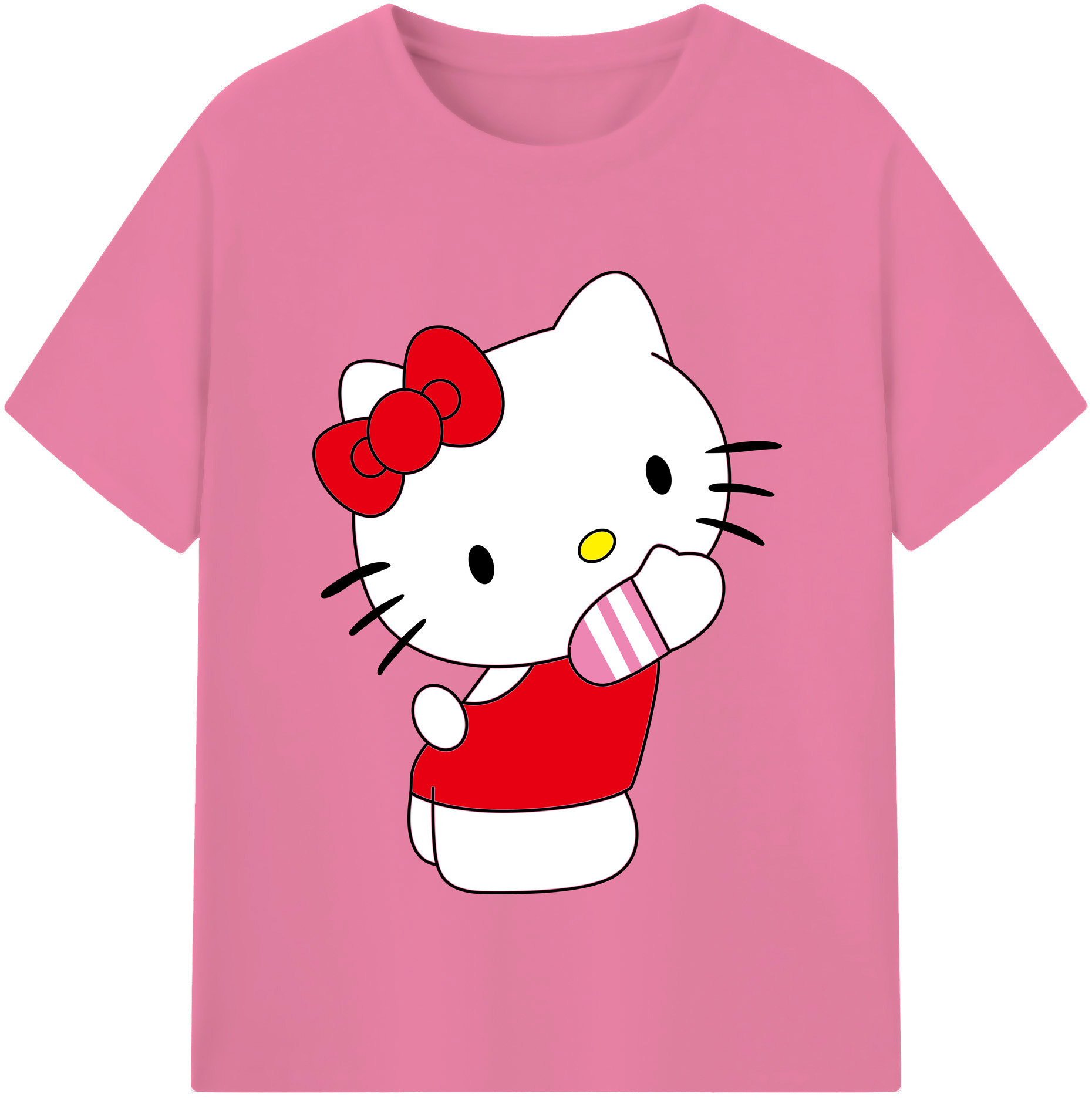 （画像用） Hello Kitty ハローキティ 綿100％半袖Tシャツ（フロントプリント）